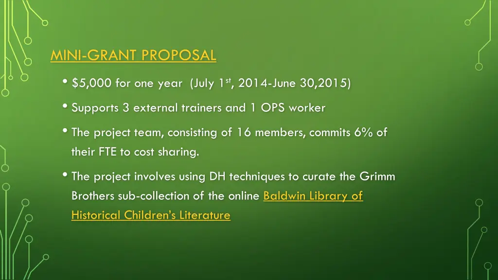 mini grant proposal 5 000 for one year july