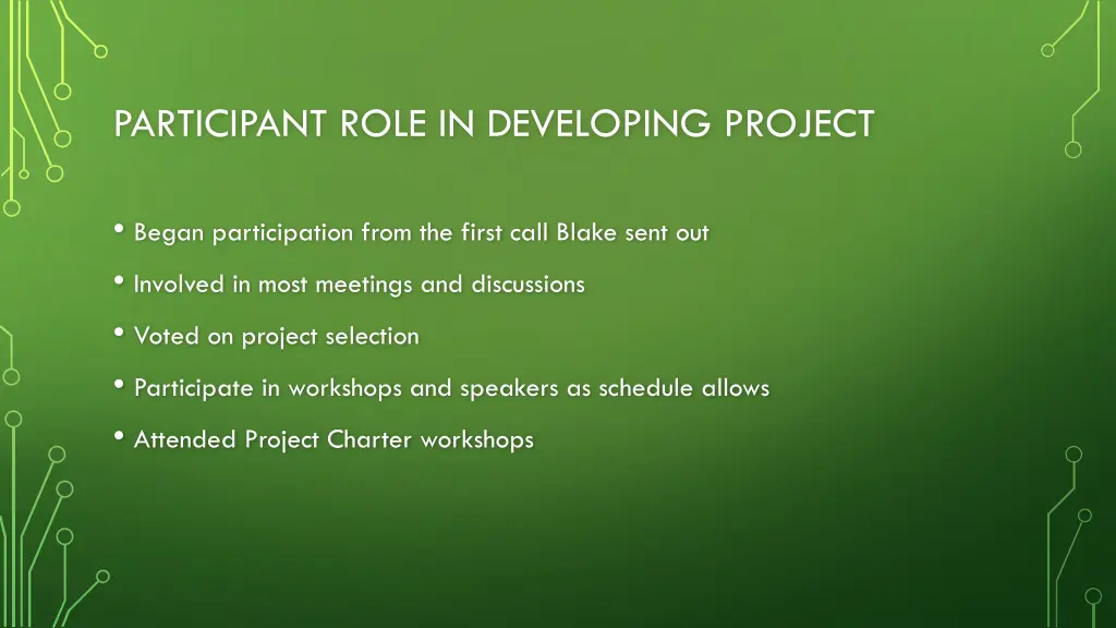 participant role in developing project
