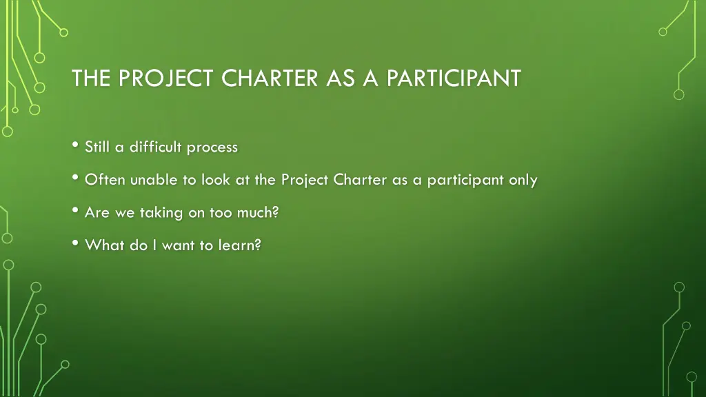 the project charter as a participant