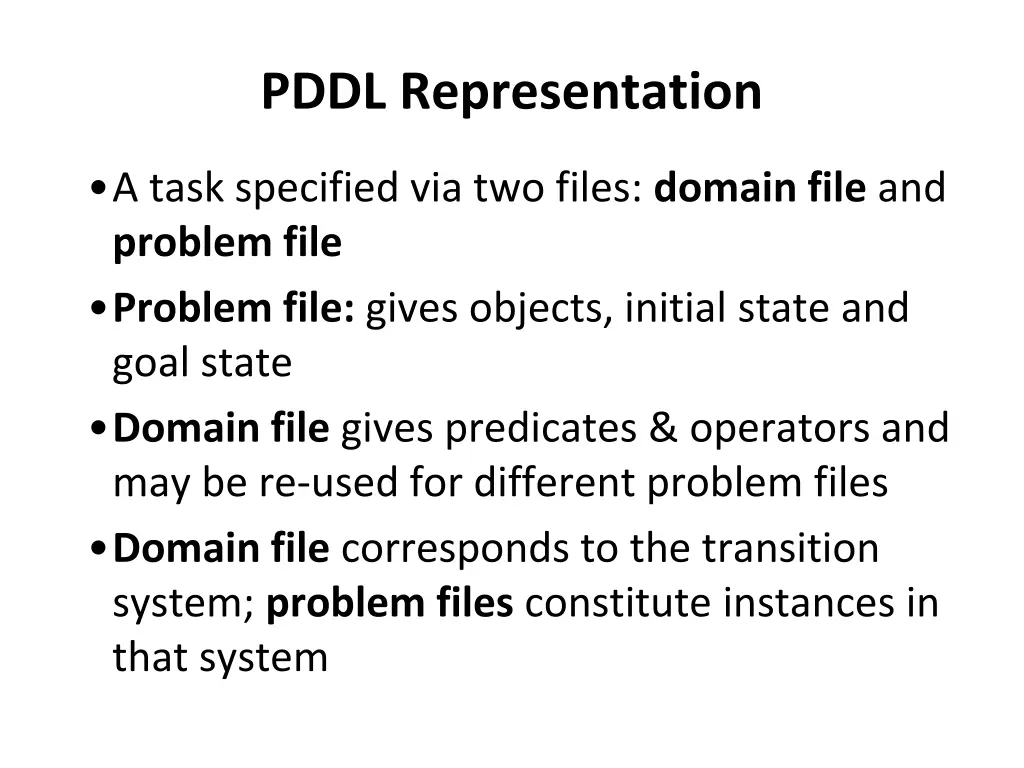 pddl representation