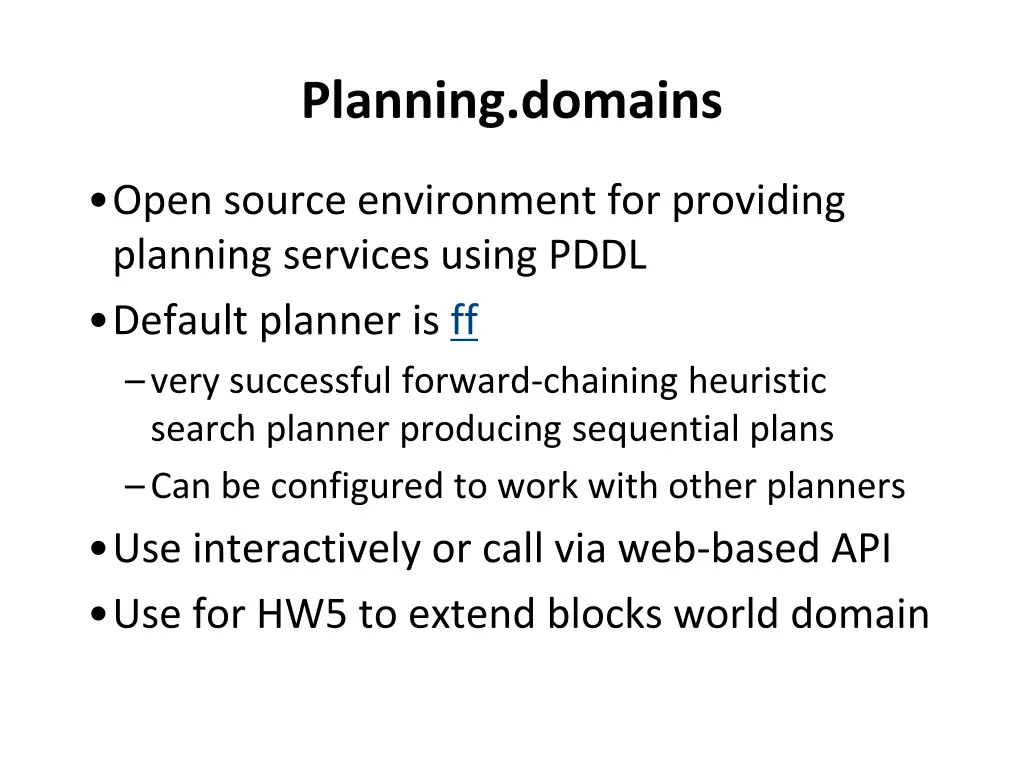 planning domains