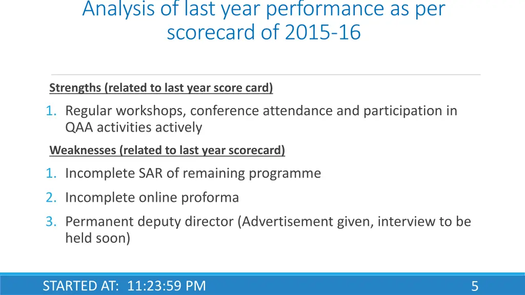 analysis of last year performance