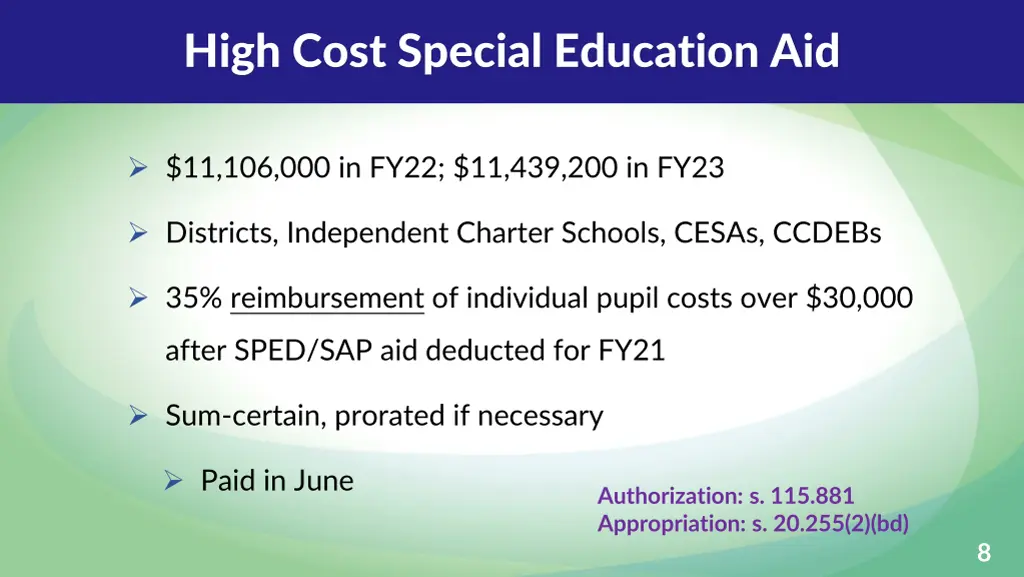 high cost special education aid