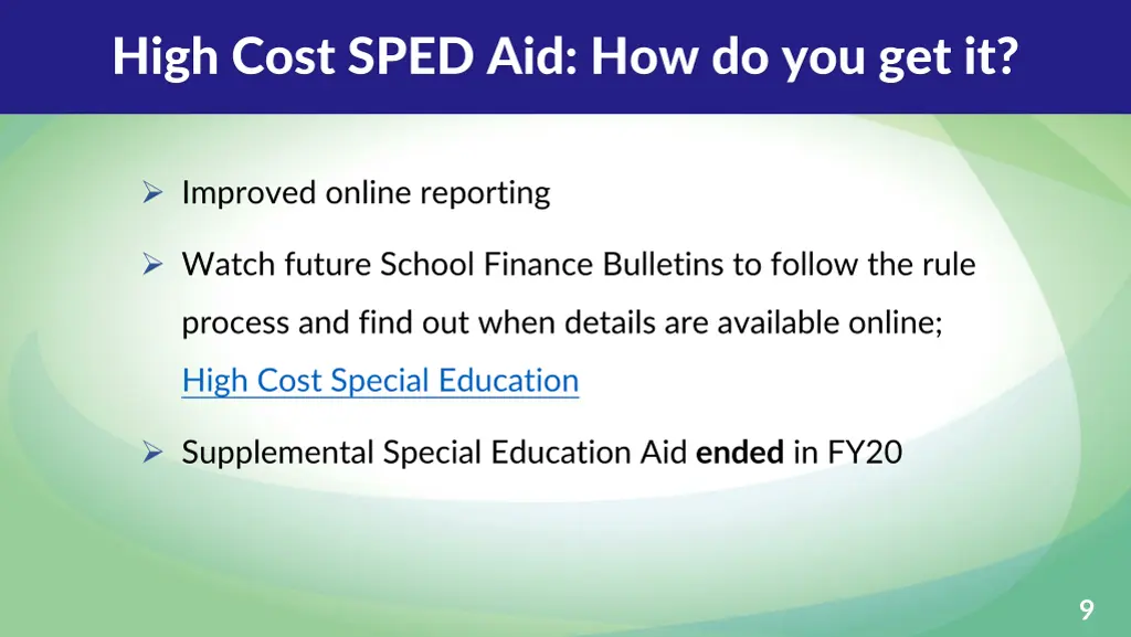 high cost sped aid how do you get it