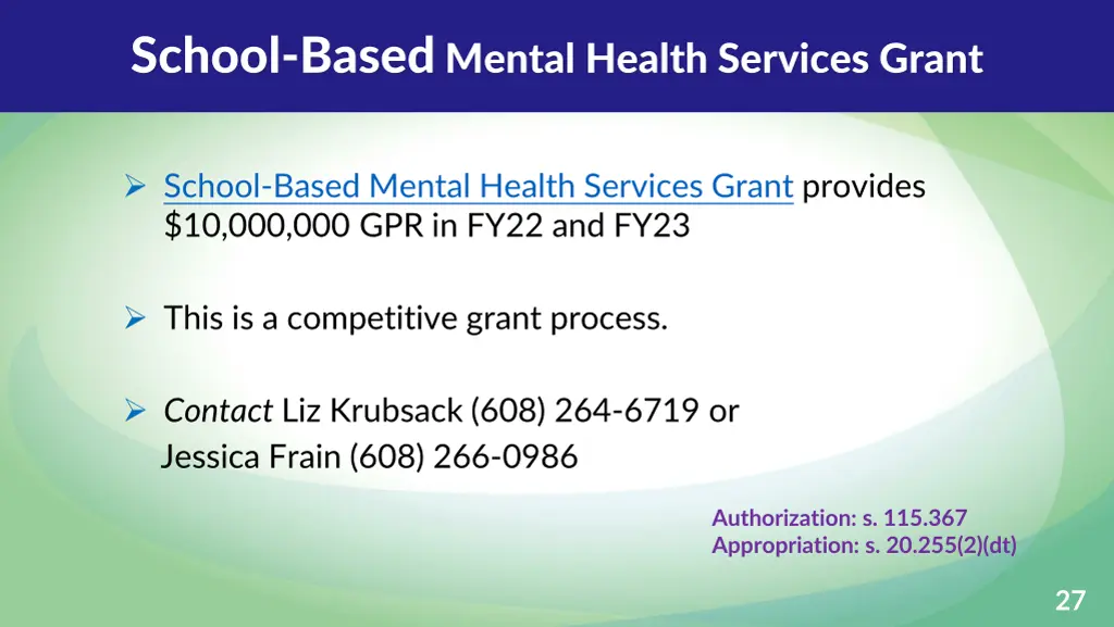 school based mental health services grant