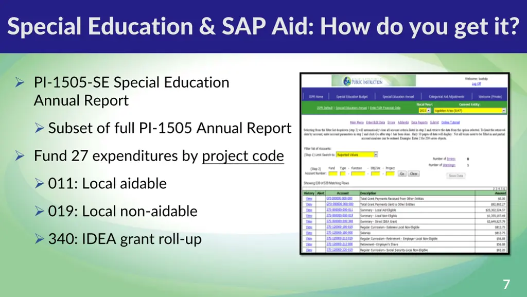 special education sap aid how do you get it