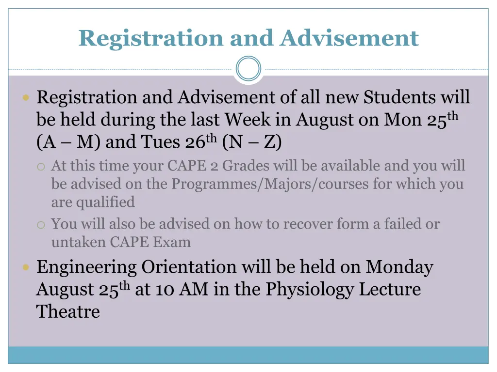 registration and advisement