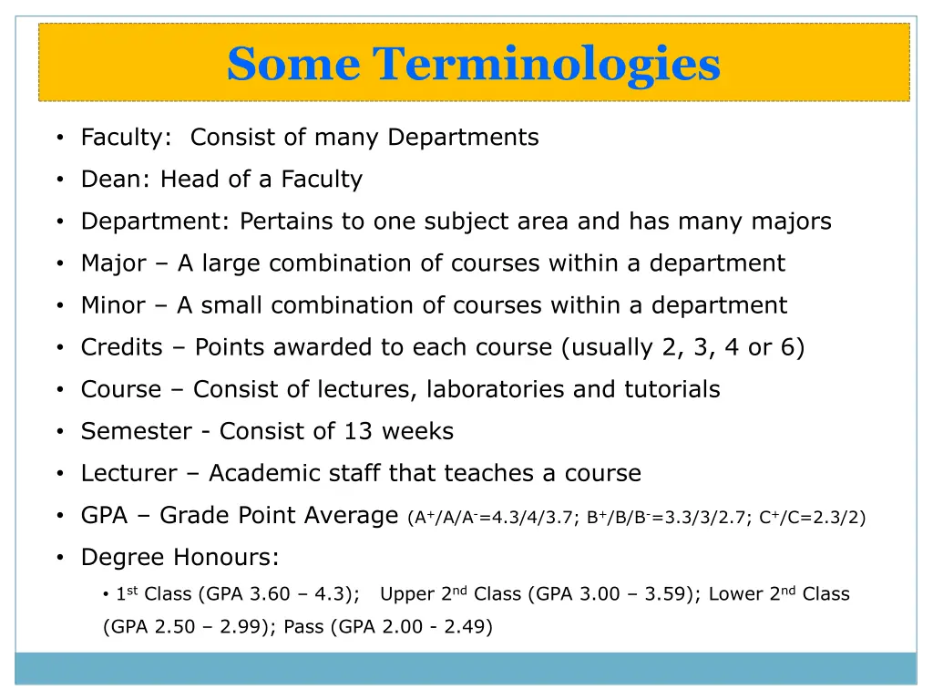 some terminologies