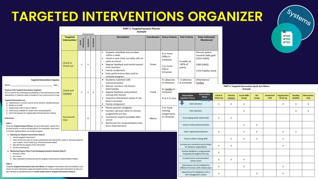 targeted interventions organizer