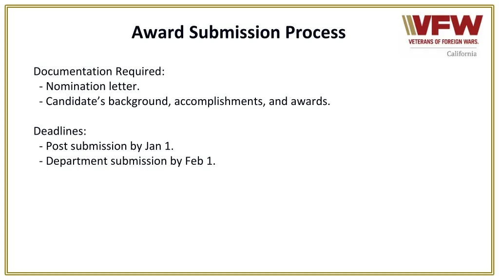 award submission process