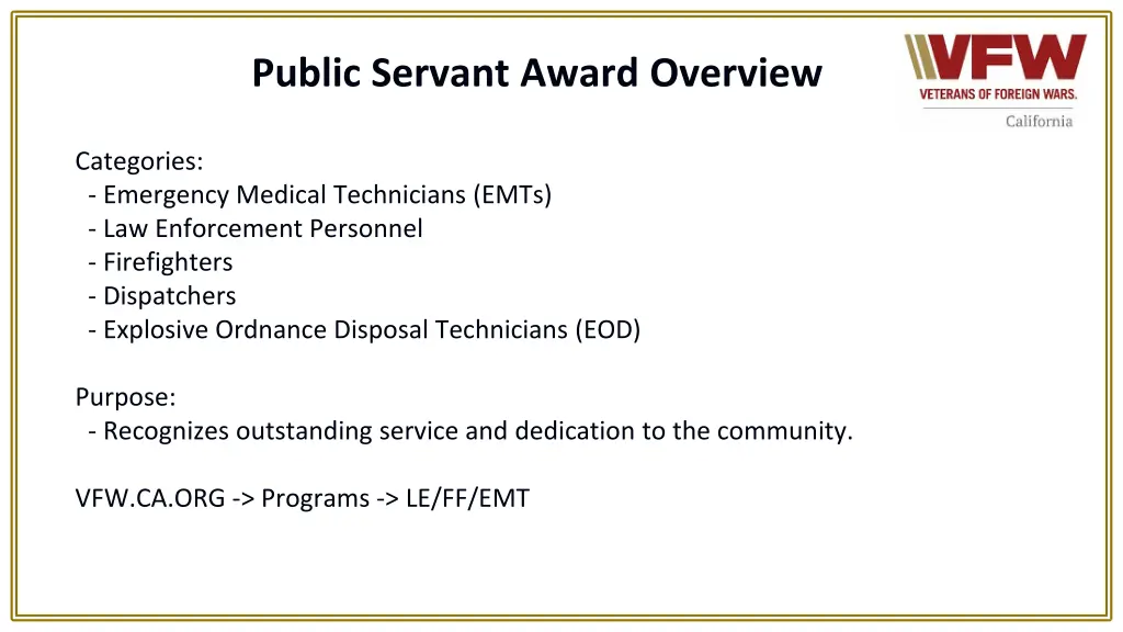 public servant award overview