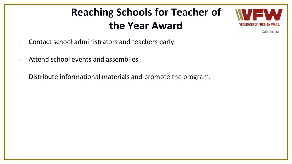 reaching schools for teacher of the year award