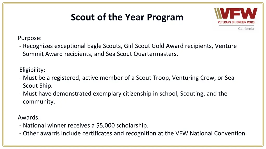 scout of the year program
