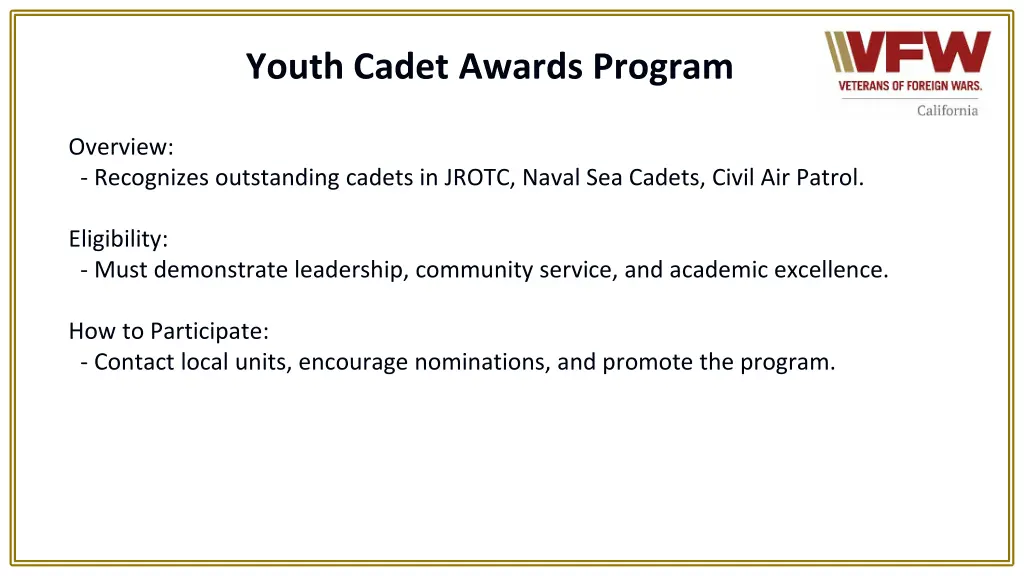 youth cadet awards program