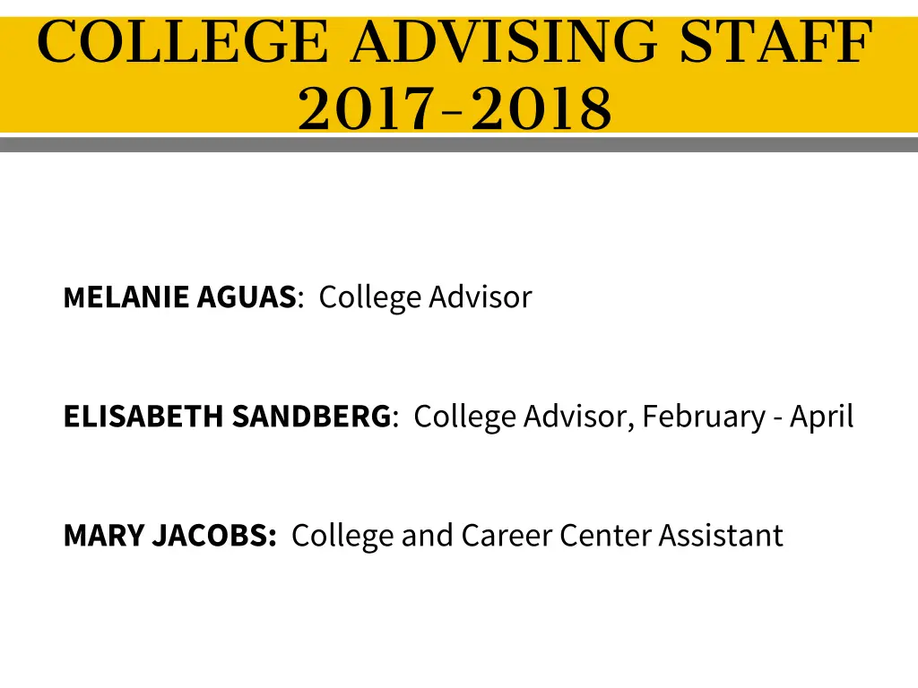 college advising staff 2017 2018