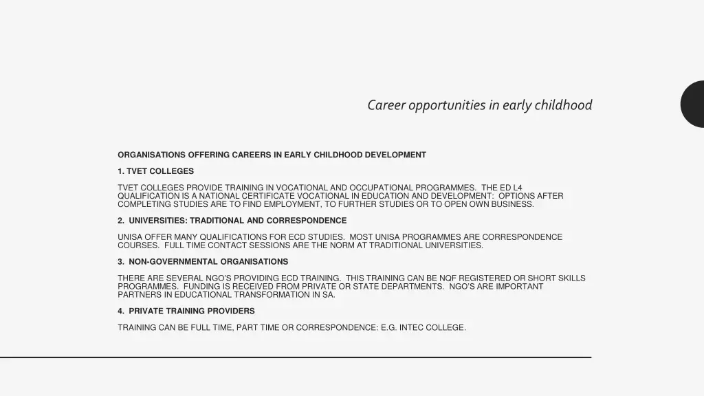 career opportunities in early childhood