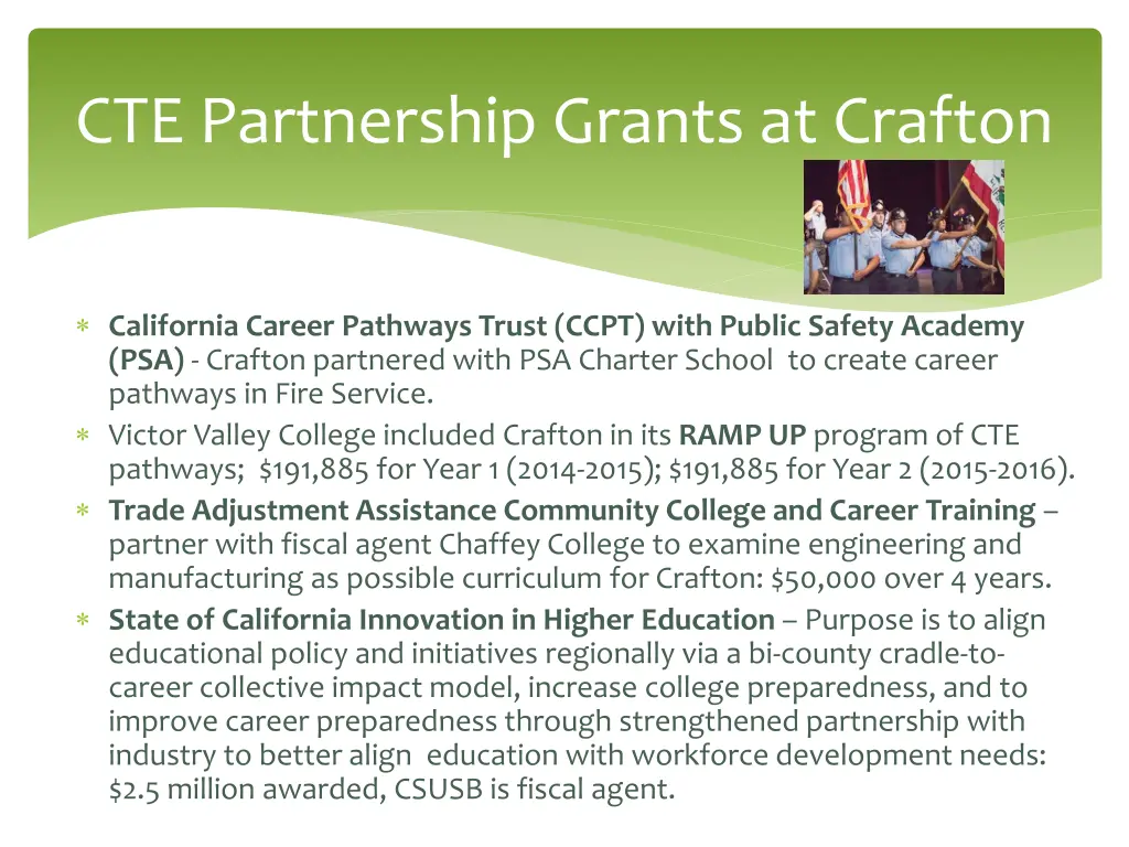 cte partnership grants at crafton
