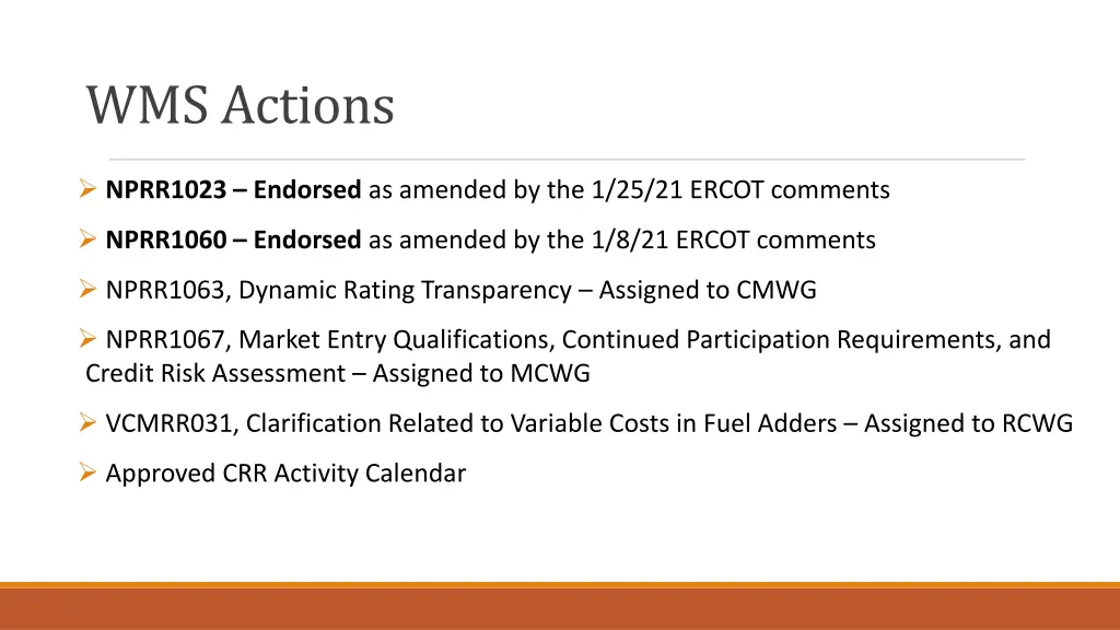 wms actions