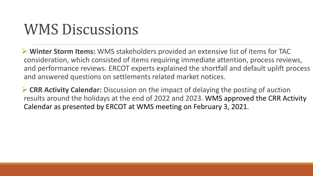 wms discussions