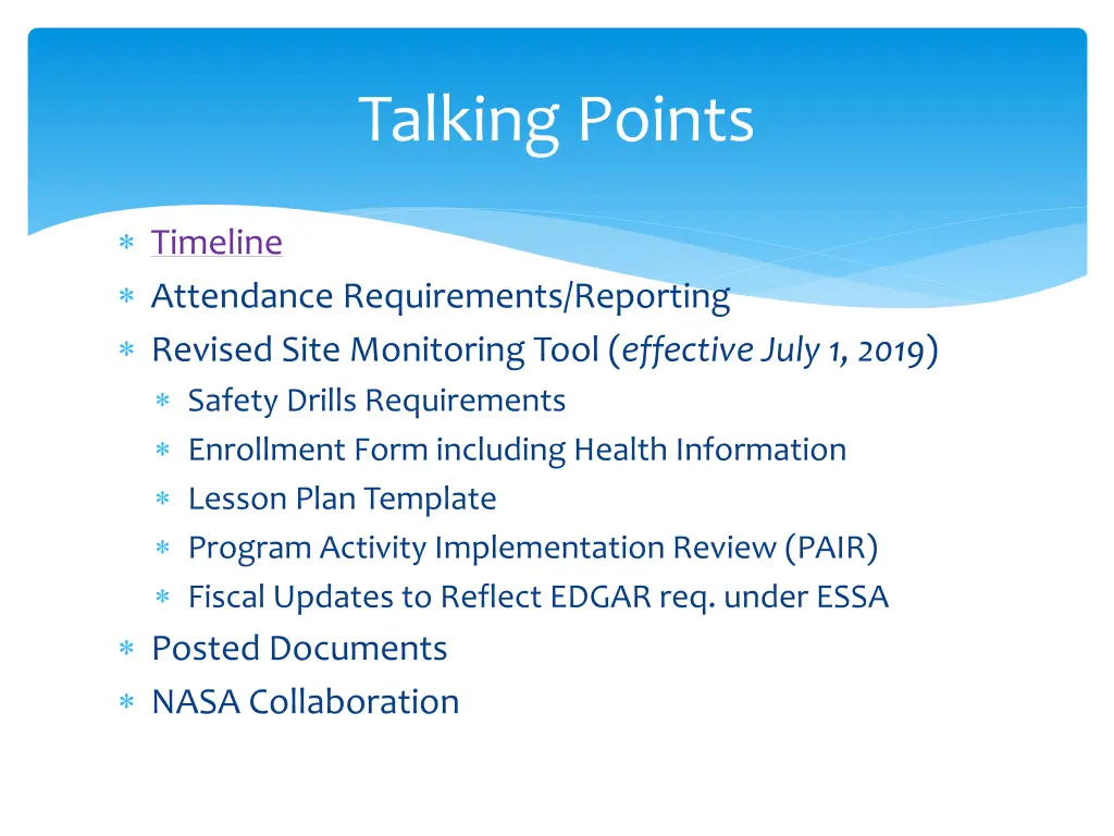 talking points