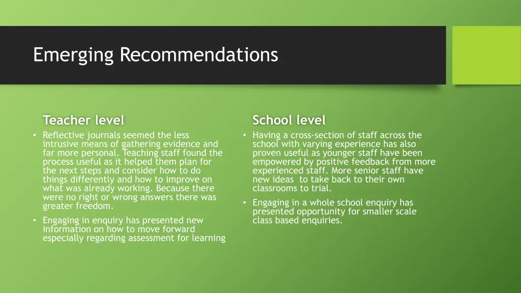 emerging recommendations