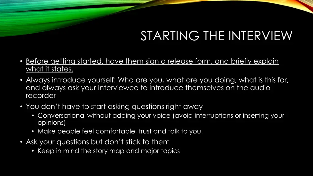 starting the interview