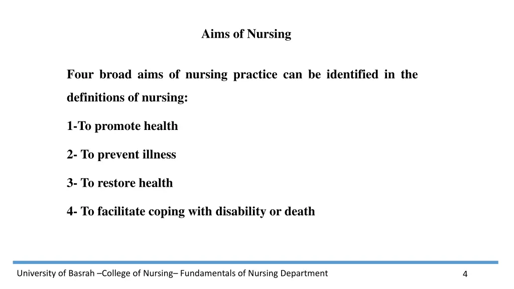 aims of nursing