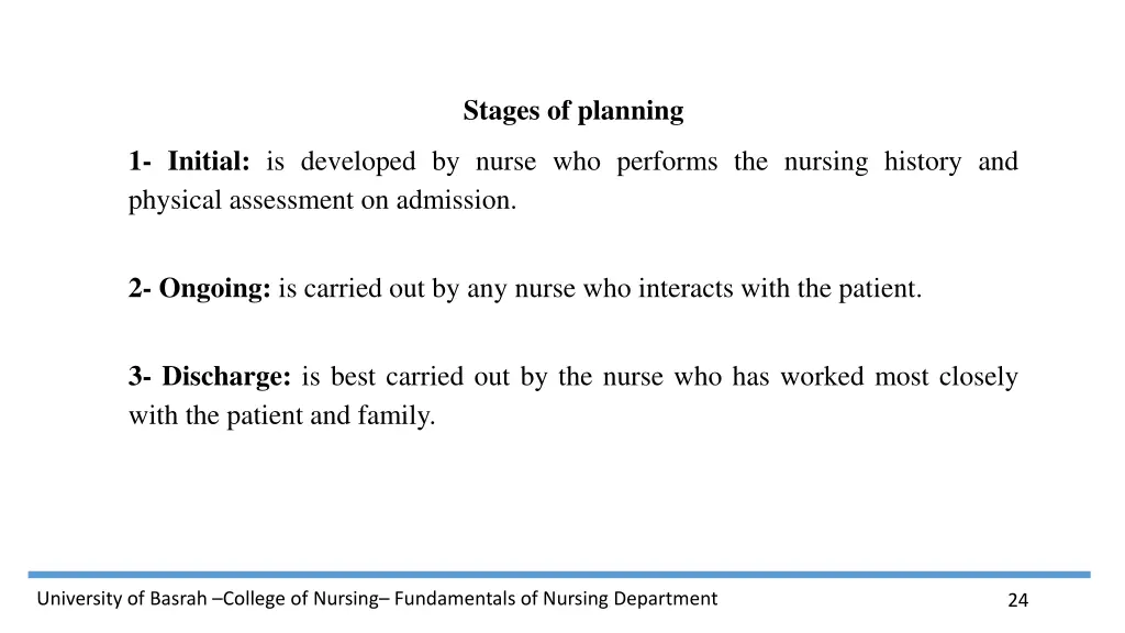 stages of planning
