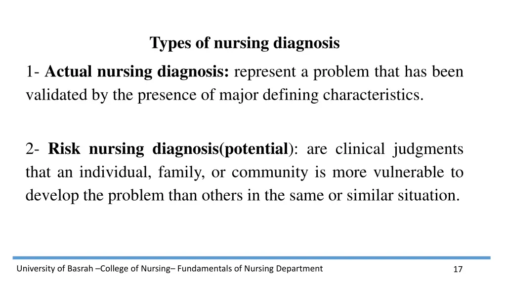types of nursing diagnosis