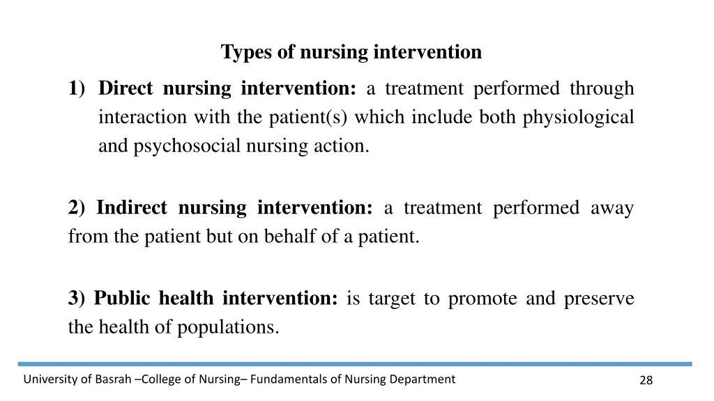 types of nursing intervention