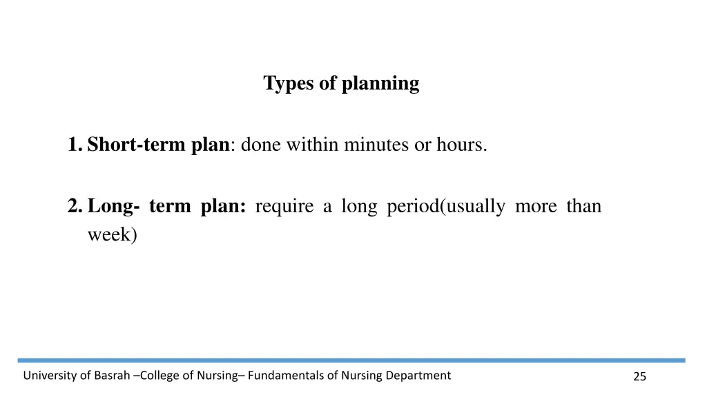 types of planning