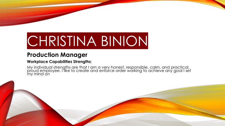 christina binion production manager workplace