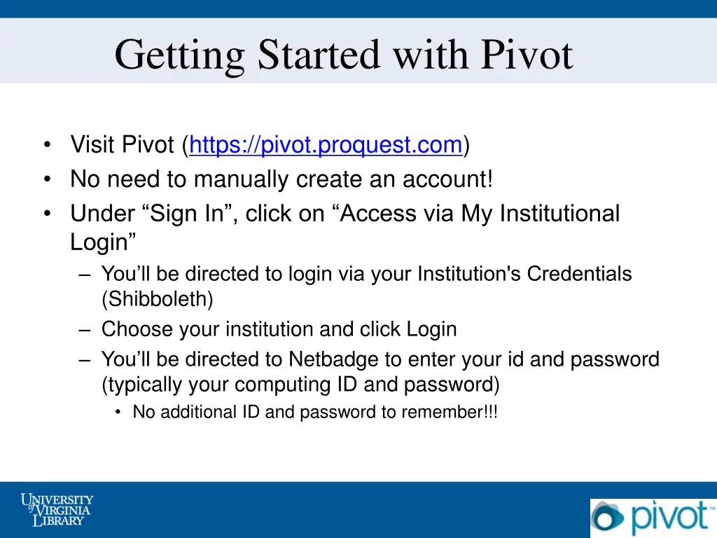 getting started with pivot