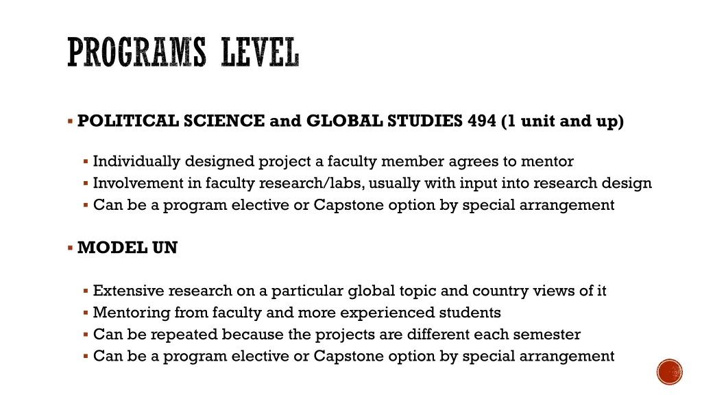 programs level