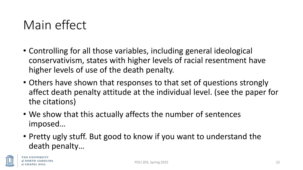 main effect