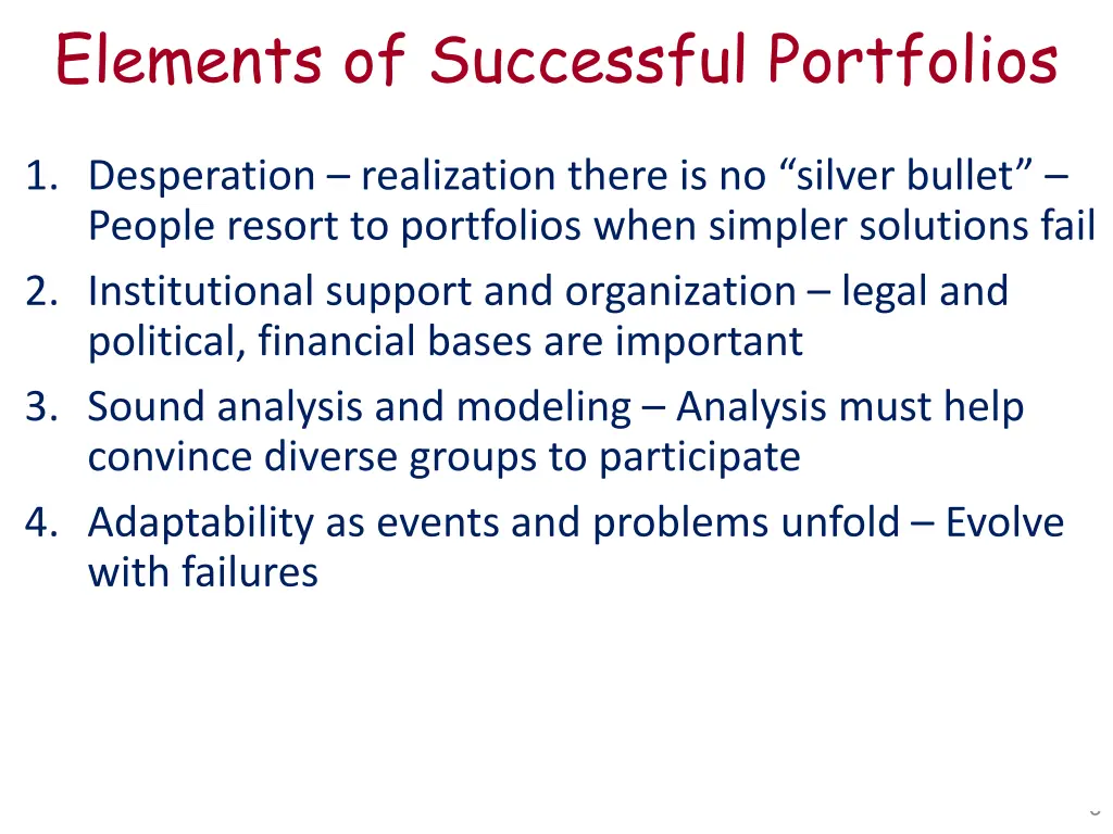 elements of successful portfolios