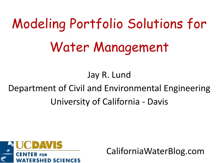 modeling portfolio solutions for water management