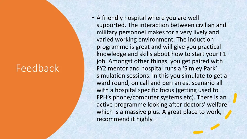 a friendly hospital where you are well supported