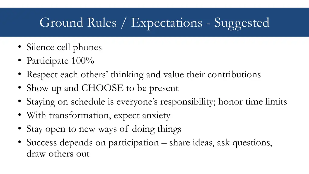 ground rules expectations suggested