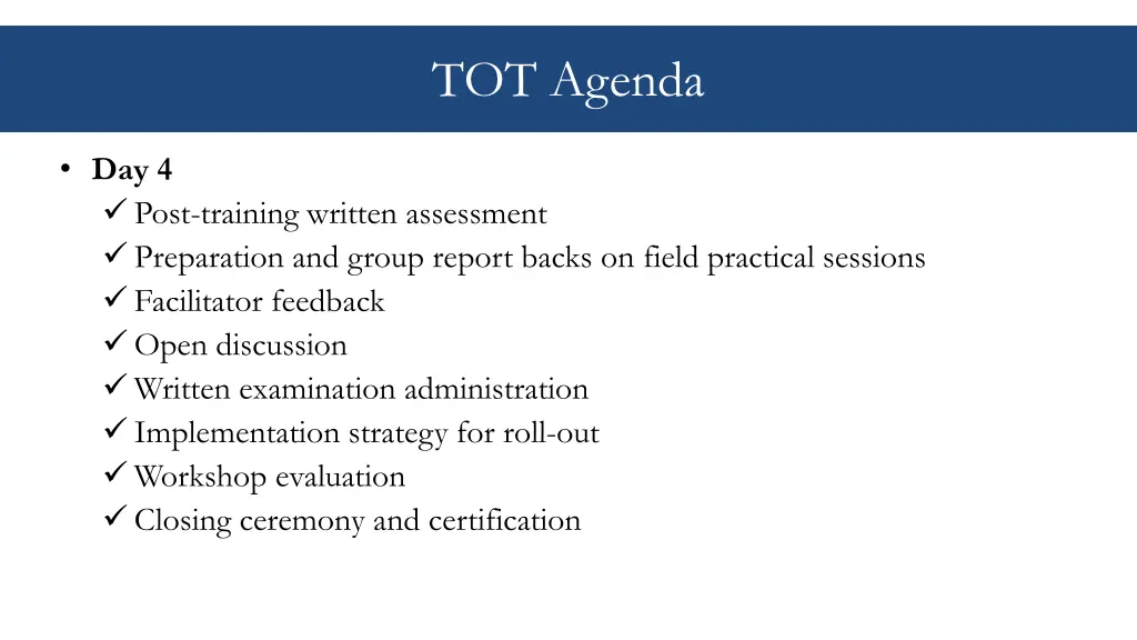 tot agenda