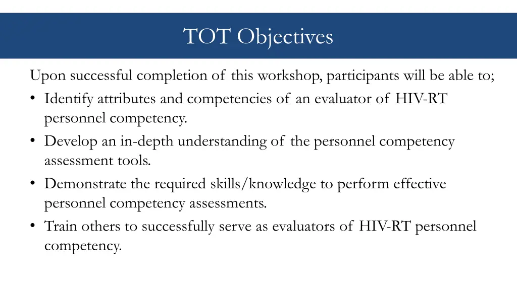 tot objectives