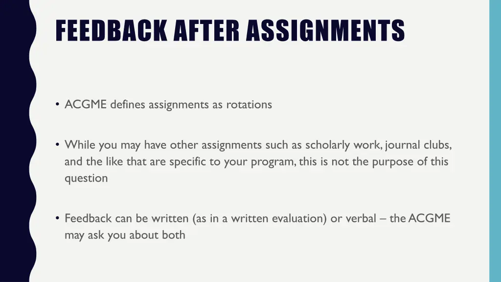feedback after assignments