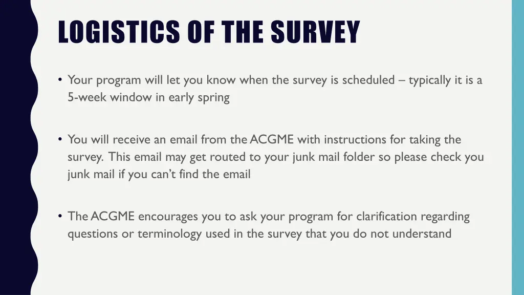 logistics of the survey