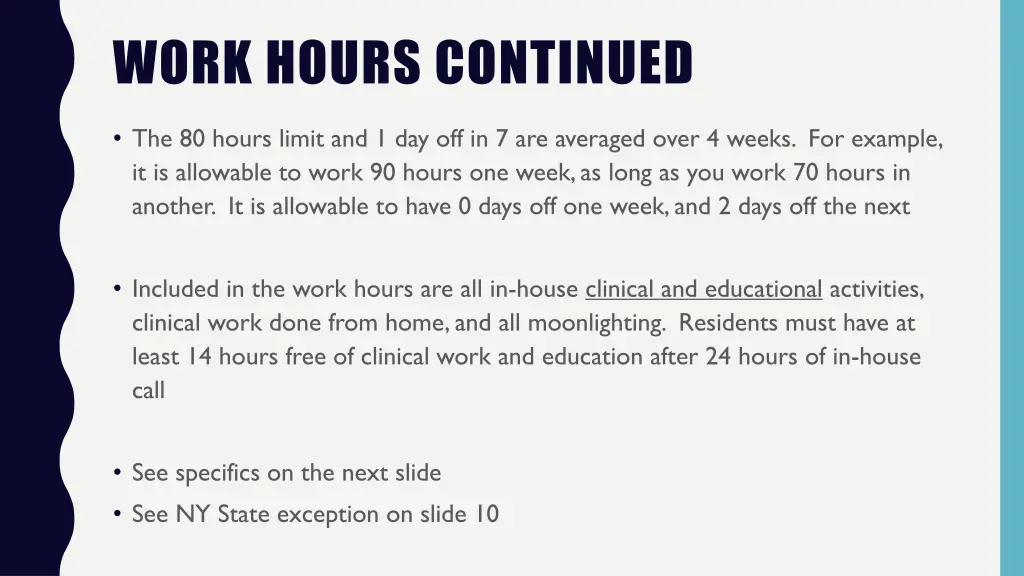 work hours continued