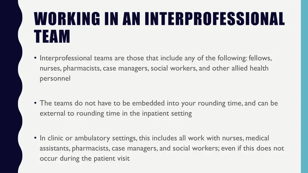 working in an interprofessional team