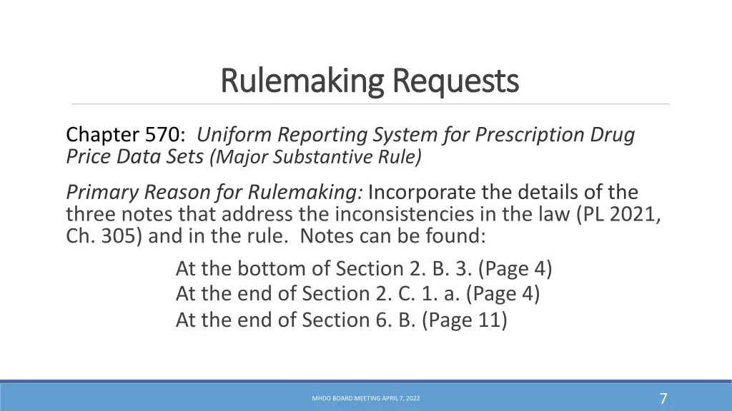 rulemaking requests rulemaking requests