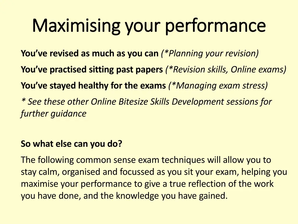 maximising your performance maximising your