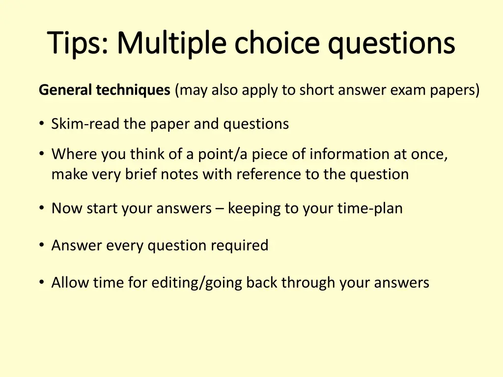 tips multiple choice questions tips multiple