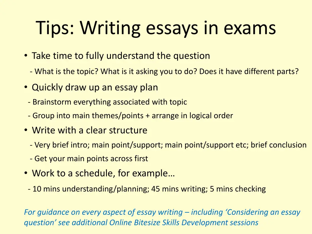 tips writing essays in exams