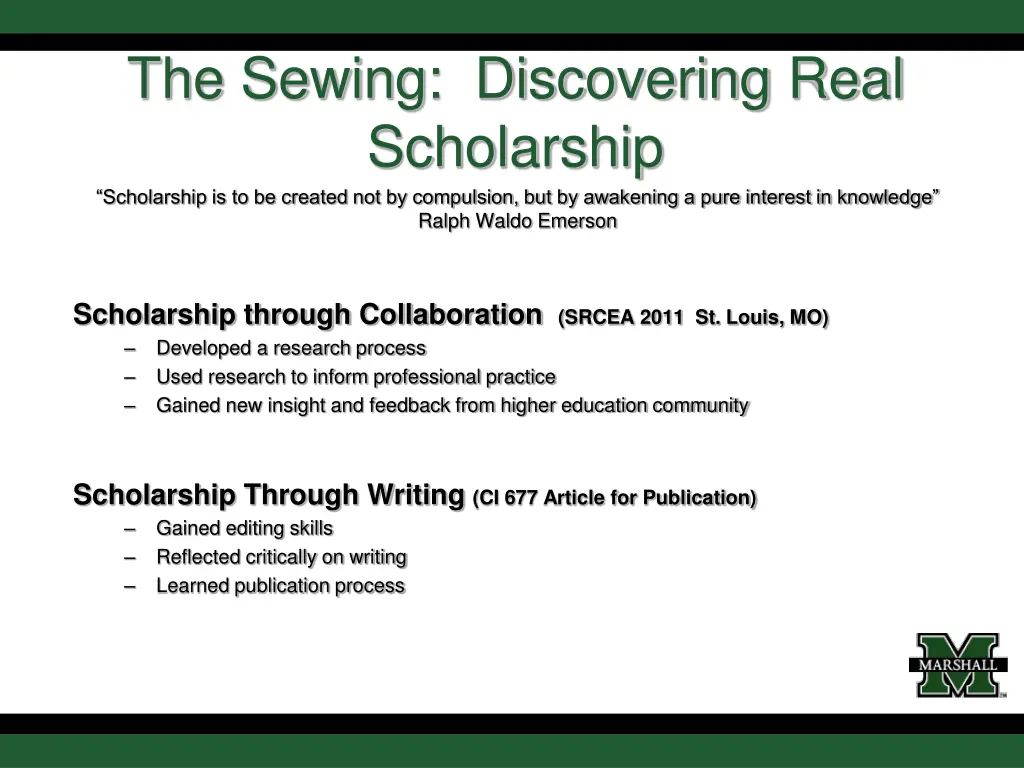 the sewing discovering real scholarship